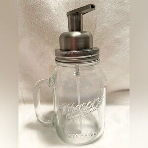 32 OUNCE SOAP LOTION DISPENSER MASON JAR WITH HANDLE & SILVER TONE PUMP